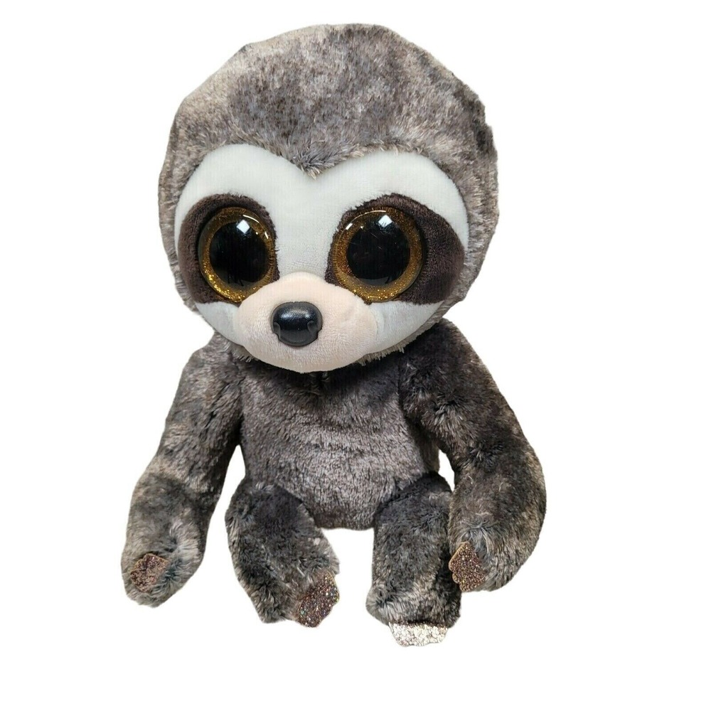 Ty Beanie Boos Dangler Sloth Plush 9 Inch Gray Glitter Eyes Sparkle Paws